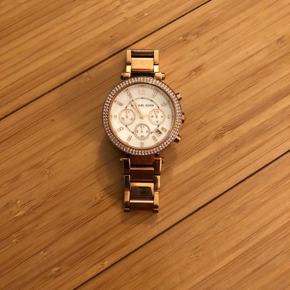 EUC Michael Kors Parker Watch (Womens, Rose Gold and Pave) - Picture 2 of 8